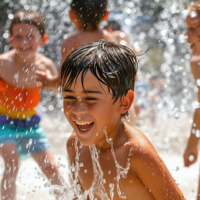 Children playing in splash pad